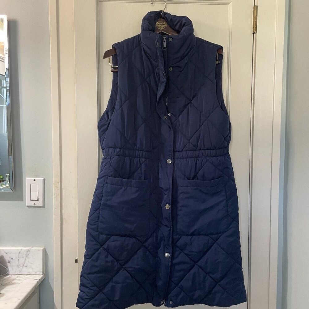 DOKOTOO Women's Quilted Long Navy Vest. XL - Picture 2 of 7